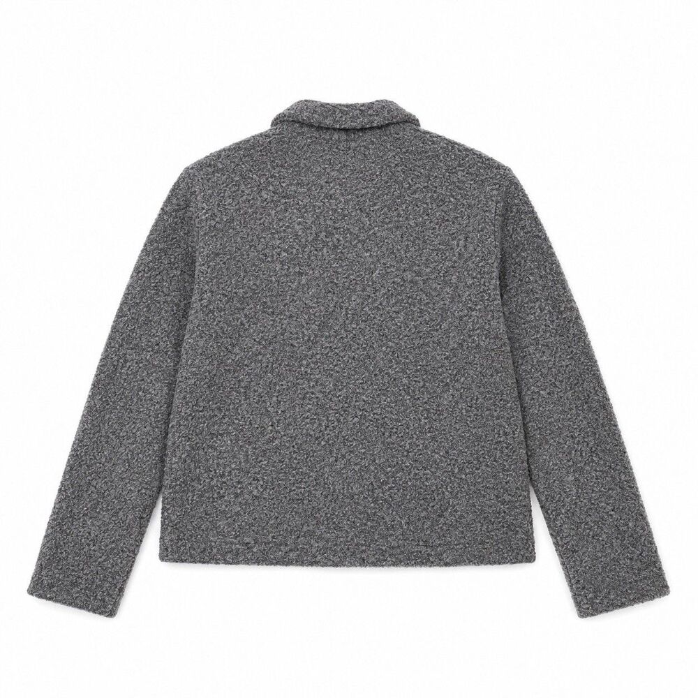 VTG Eileen Fisher NY Gray Fuzzy Wool Blend Button Up Jacket Women Size Large - Picture 4 of 4